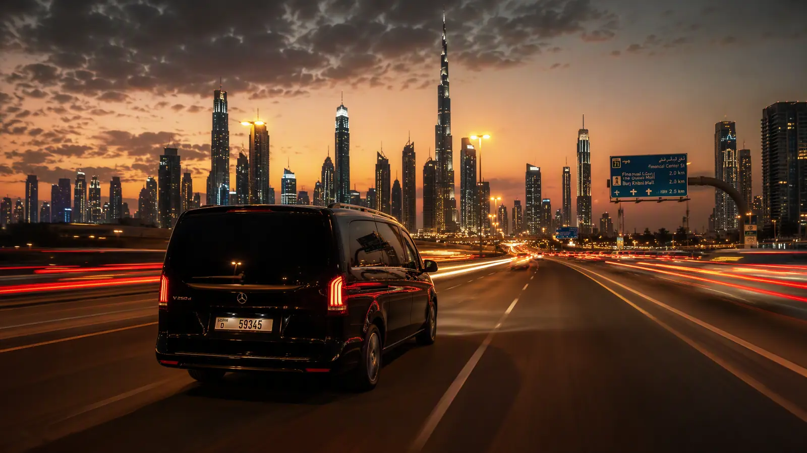 Barugzai luxury van on Sheikh Zayed Road Dubai — vehicle export UAE