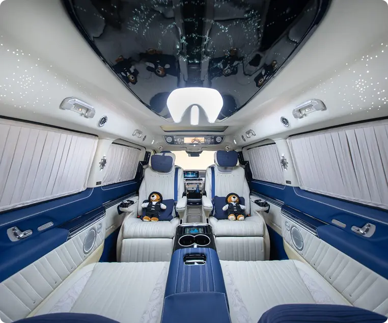 Barugzai signature Mercedes V-Class VIP conversion interior — custom Mercedes V-Class Dubai