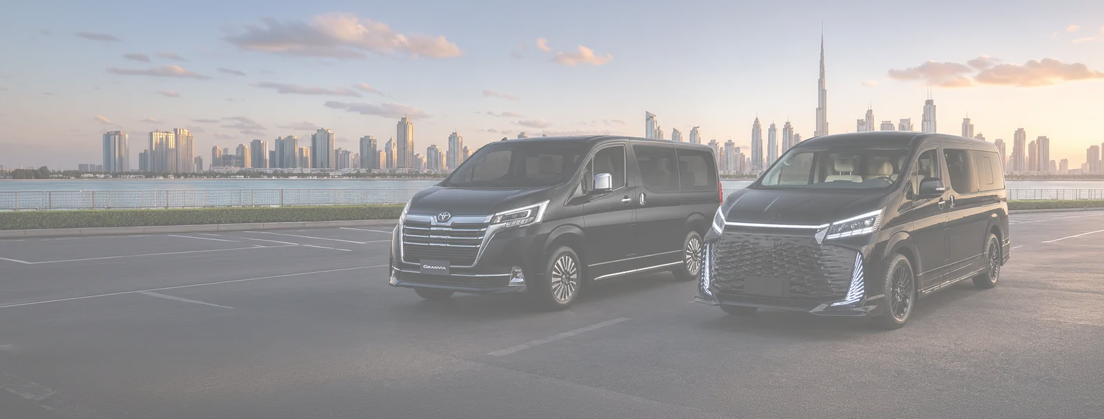 Barugzai VIP Toyota Hiace conversions in Dubai at dusk